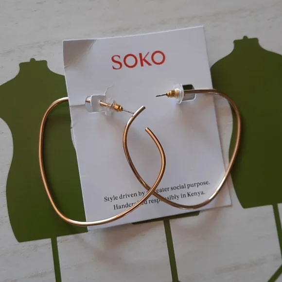 Anthropologie x Soko Organic Hoop Earrings NWT